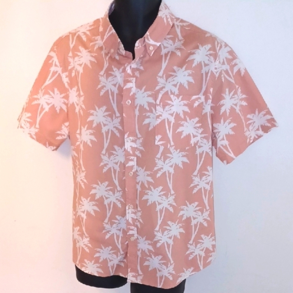 Goodfellow & Co. Orange and White Tropical Print Shirt, XL
